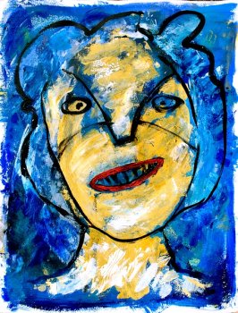 Grethe Lauesen - Blue Face - acrylic on paper - 70x100cm.jpg